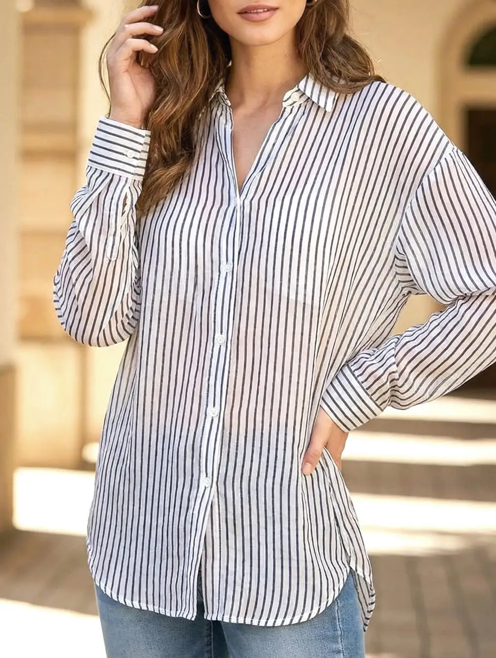 Ramie Striped Lightweight Top