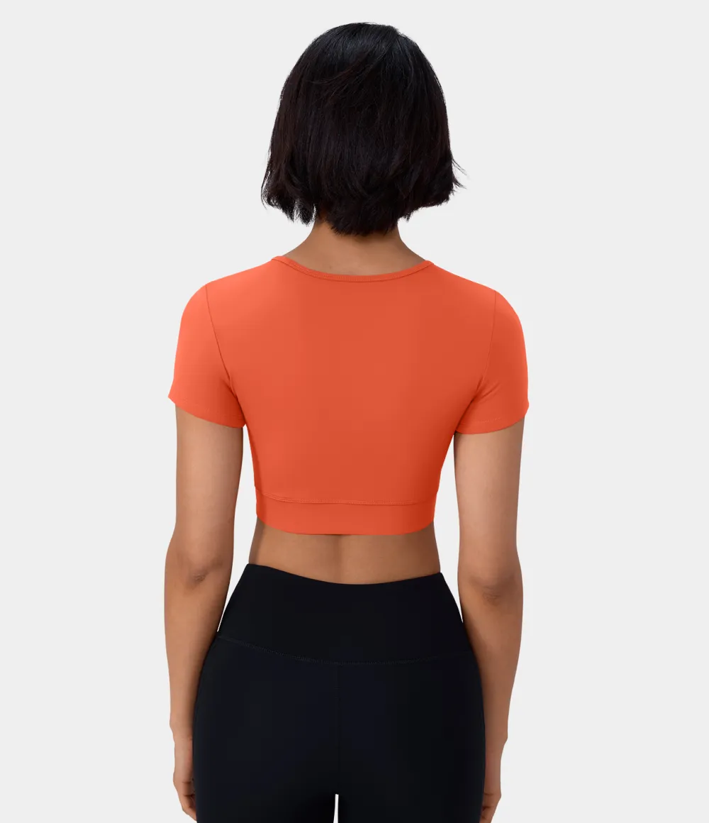 Softlyzero Plush Crossover Hem Cropped Sports Top