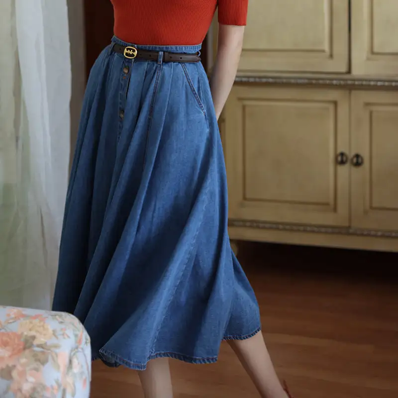 Classic Travel Everyday Casual Denim Skirt
