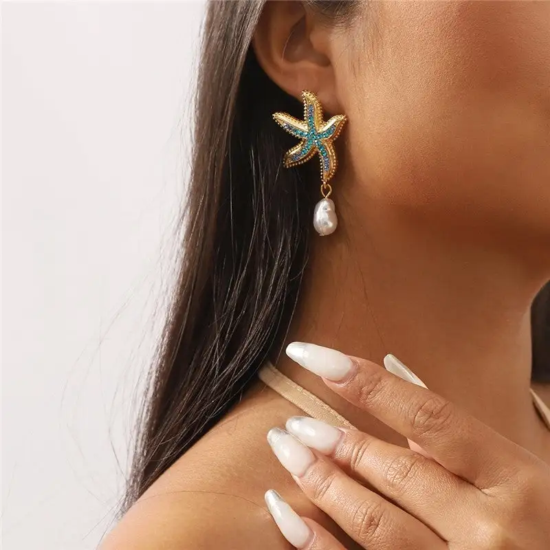 Starfish Alloy Statement Earrings