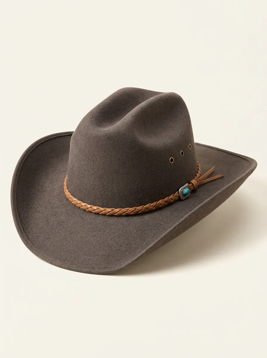 Turquoise Western Style Hat with Braided Band
