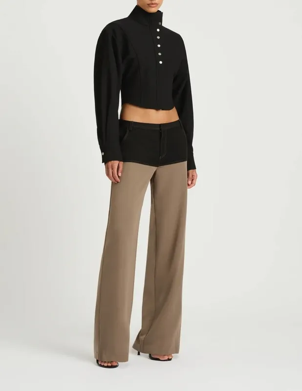 Black Funnel-Neck Shacket