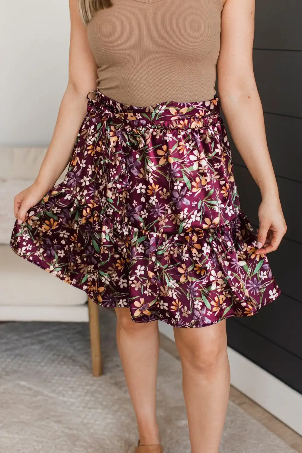 Elastic Waist Floral Everyday Everyday Skirt
