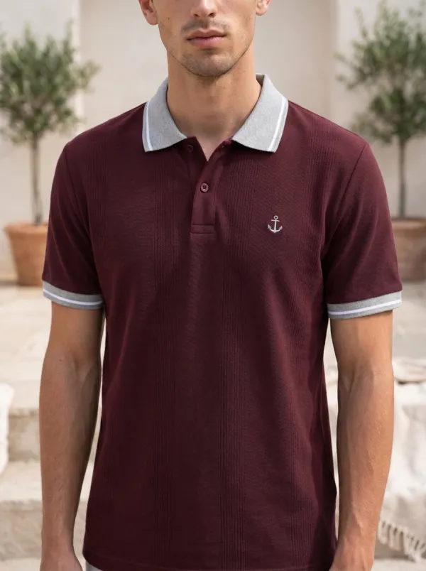 Men's Nautical Sailor Anchor Embroidered Navy Polo Shirt