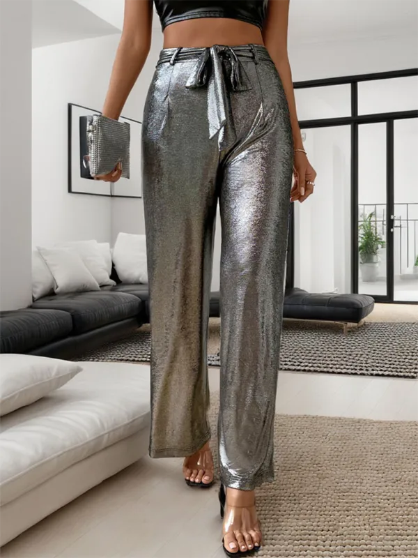 Metallic Straight Pants