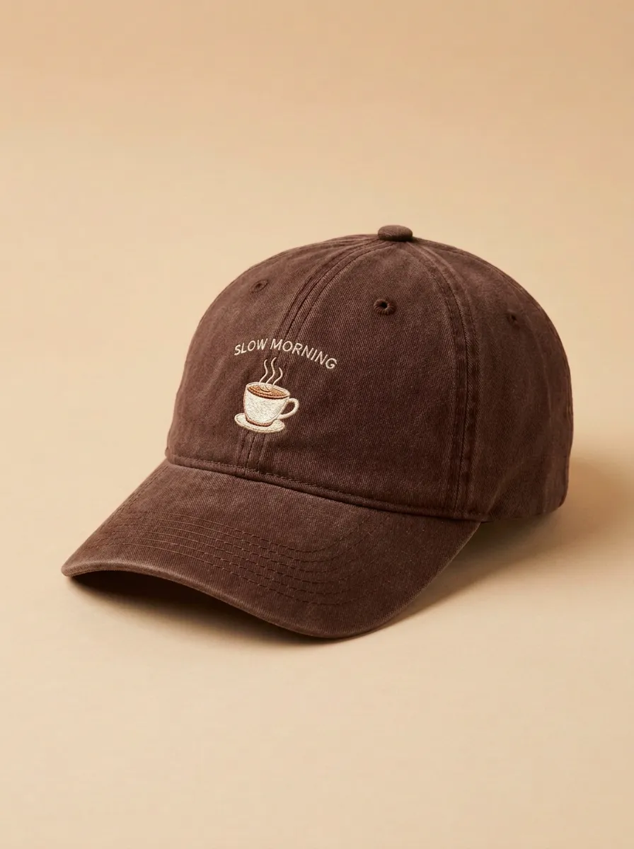 Classic Look Coffee-Lover Slow-Morning Embroidered Unisex Baseball Cap