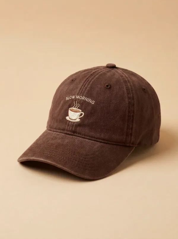Classic Look Coffee-Lover Slow-Morning Embroidered Unisex Baseball Cap
