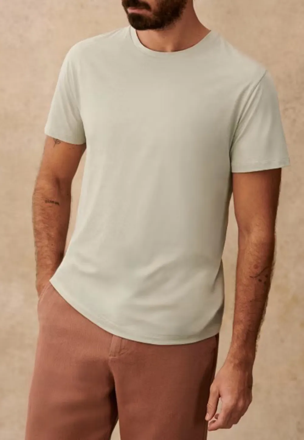 Light Green Classic Crew Neck Cotton T-Shirt