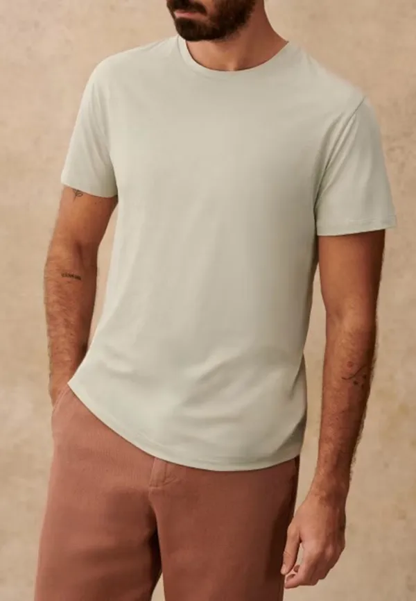 Light Green Classic Crew Neck Cotton T-Shirt