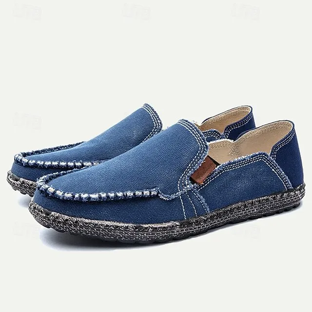 Men's Casual Denim Washed Tire Bottom Loafers Shoes