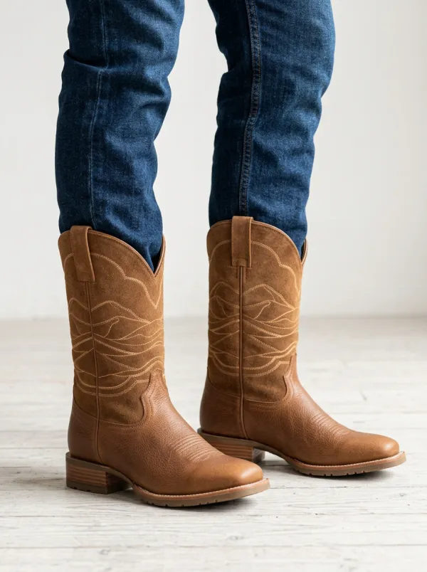 Unisex Western Cowboy Stitched Pattern Boots