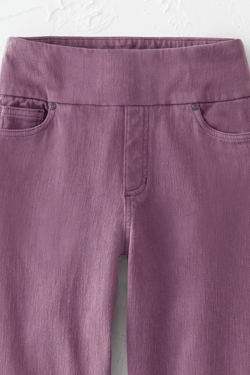 Knit Denim Mid Rise Slim-Leg Ankle Jeans