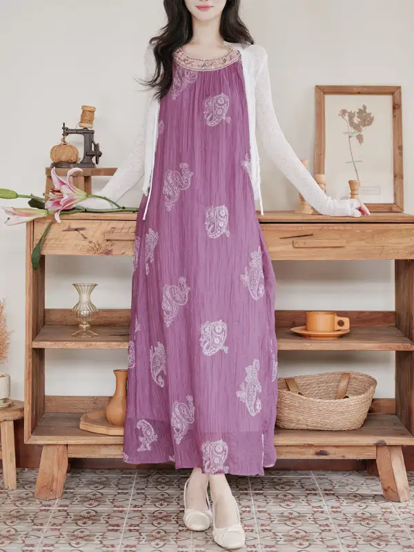 Layered Embroidered Maxi Dress
