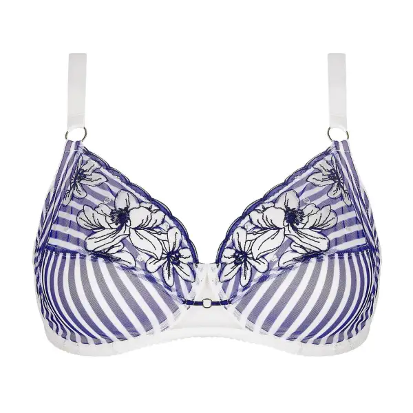 Women's Full Coverage Underwire Floral Lace Embroidery Mesh Stripe Detail Floral Detail Fuller Bust Bra