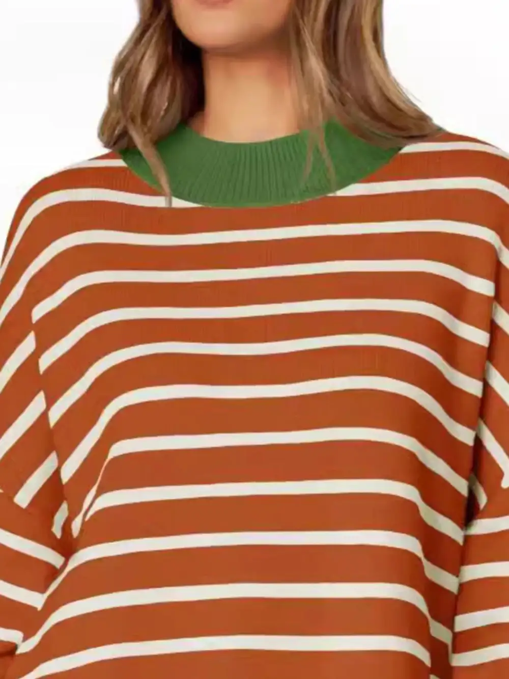 Modern Long Sleeve Round Neck Striped Sweater
