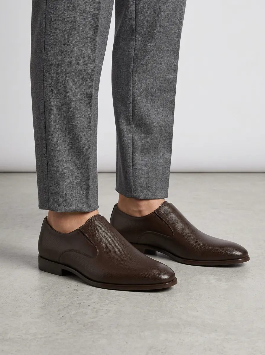 Men's Business Casual Textured Slip-On Leather Shoes