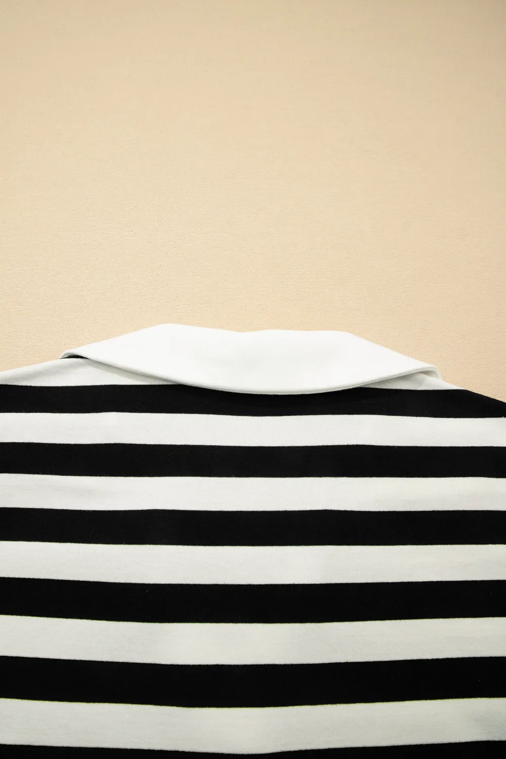 Black Stripe Collar V Neck Blouse