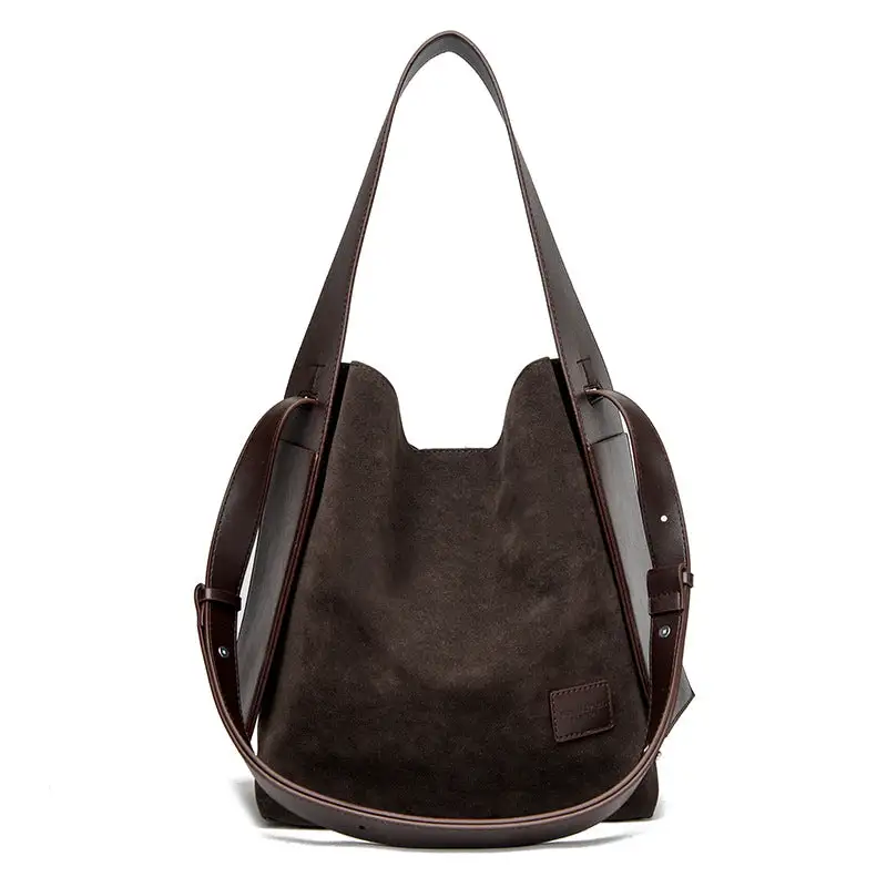 Structured Commuter Suede Tote Bag