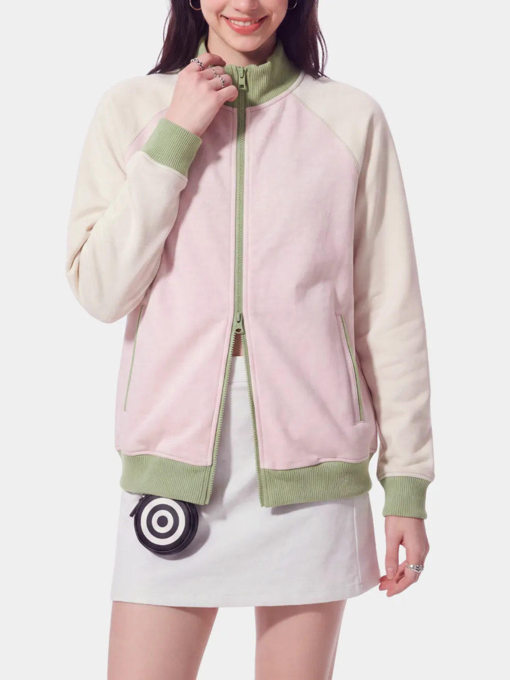 Lightweight Stand Collar Color Block Outdoor Utility Jacket