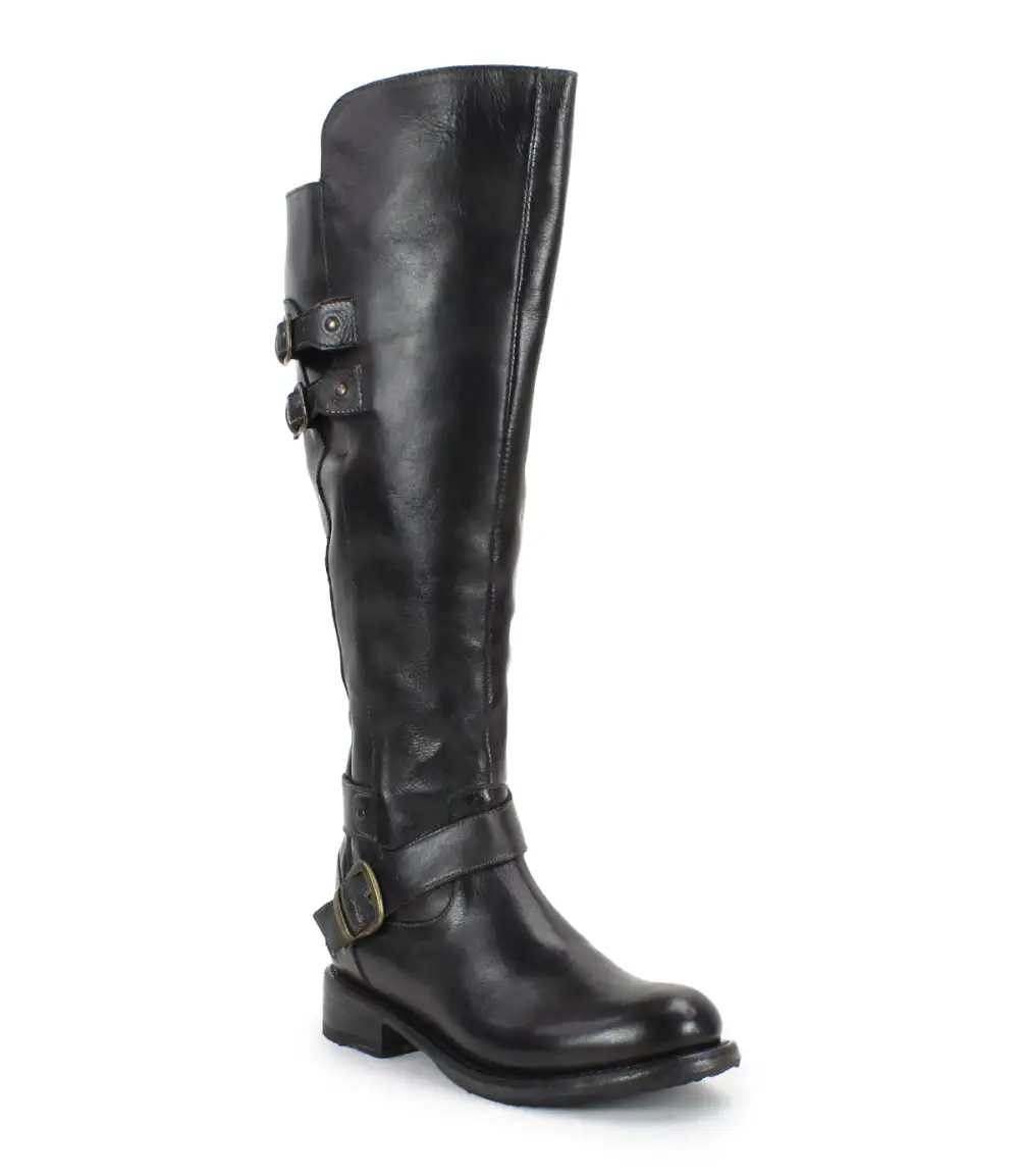 Equestrian Round Toe Leather Rugged Knee High Boots