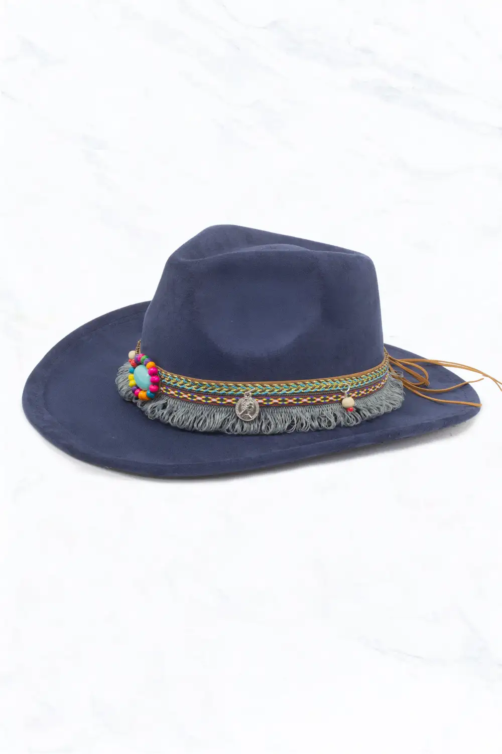 Suede Regular Cowboy Fedora Hat with Native Belt