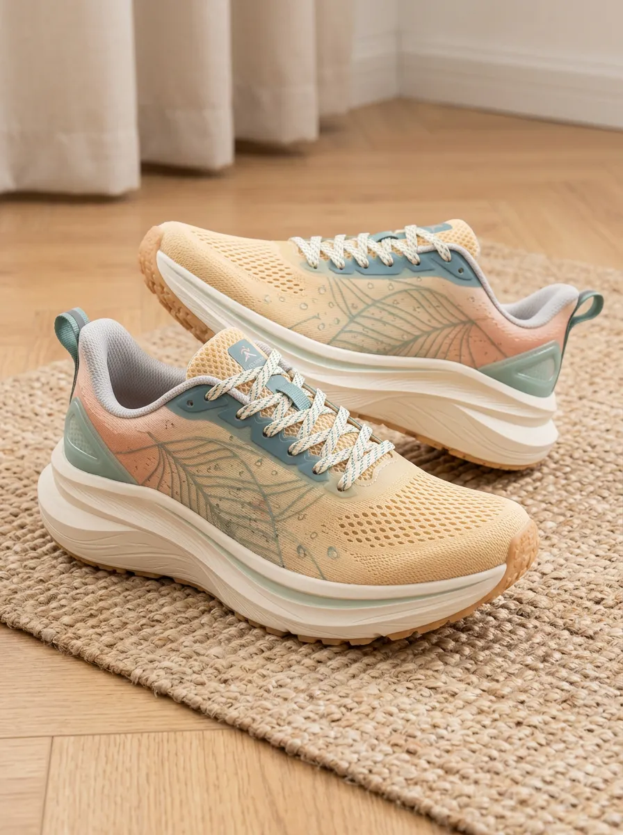 Women's Botanical Leaf Pattern Gradient Printed Running Shoes