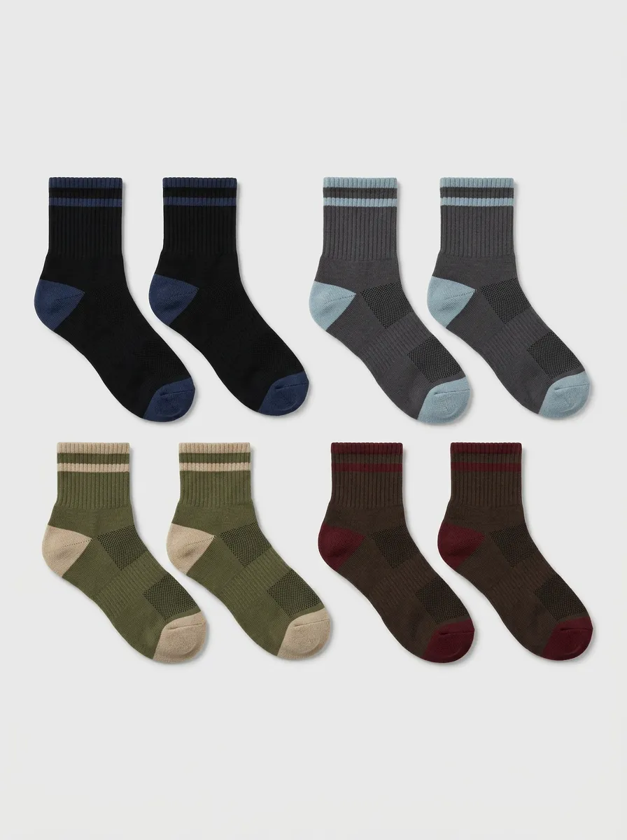 Men's Athletic Striped Colorblock Crew Sock Set