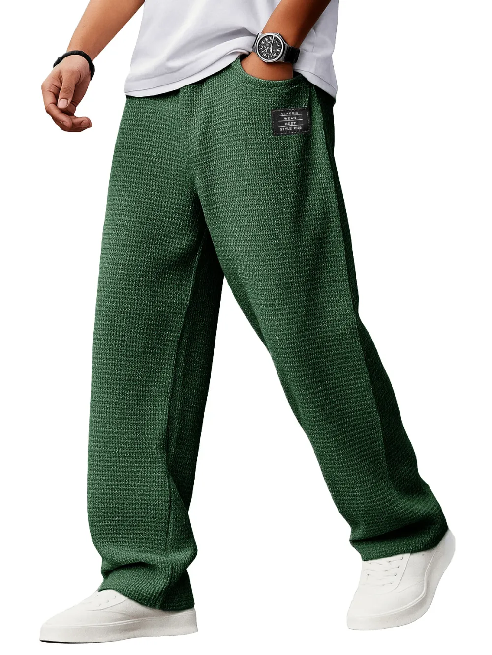 Textured Knit Drawstring Pants