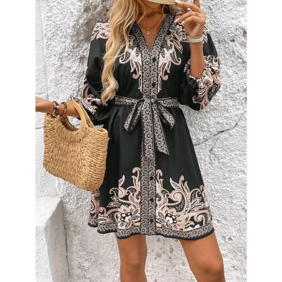 Easy Everyday V-Neck Balloon Sleeve Mini Dress