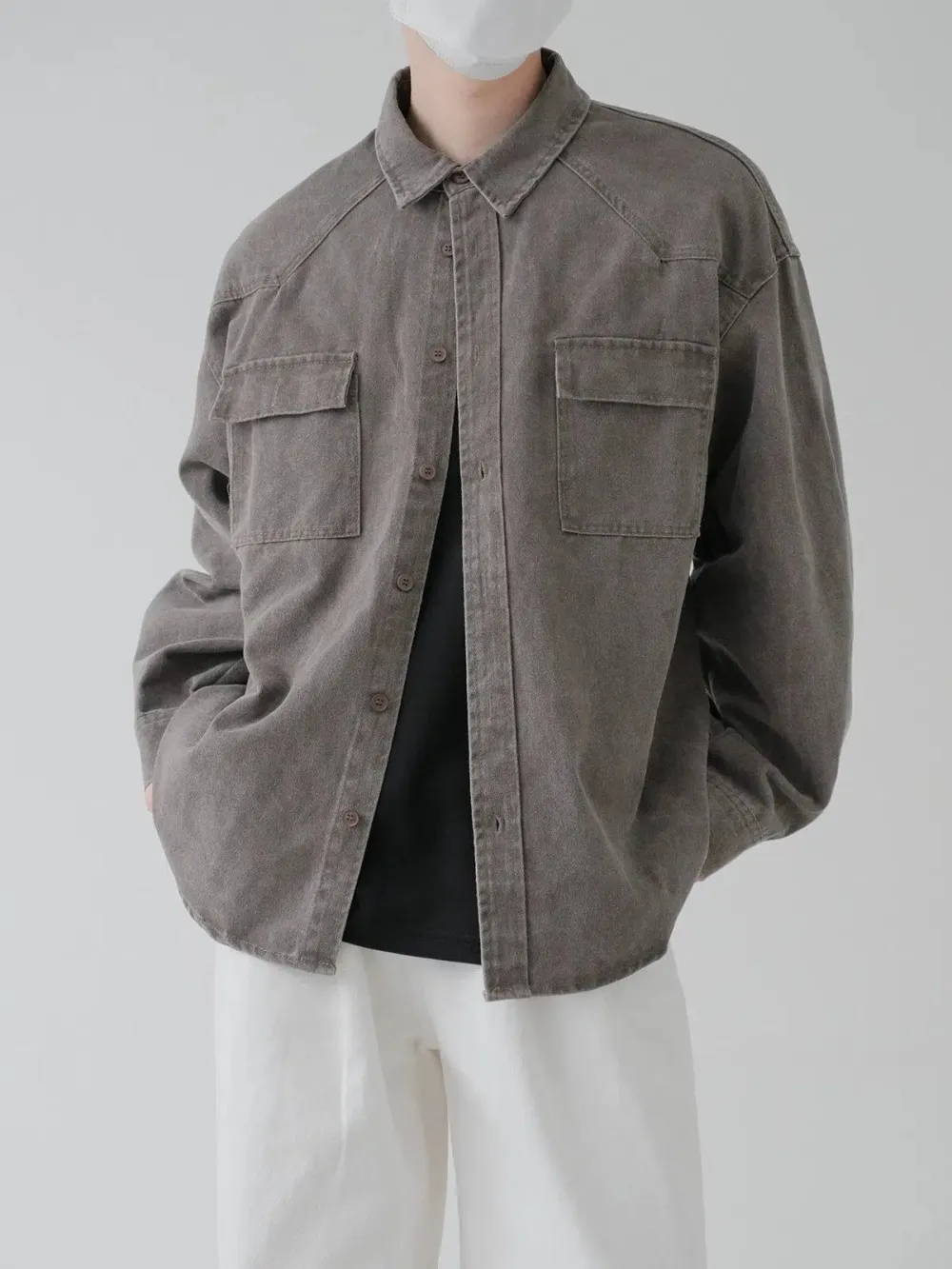 Heavy Washed Pocket Denim Shirt