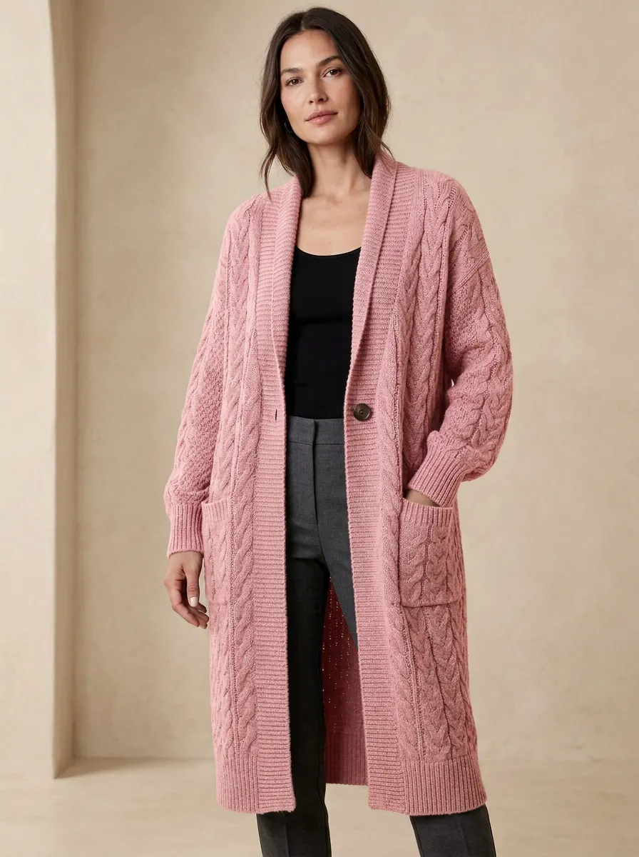 Women's Cable Knit Knit Cardigan