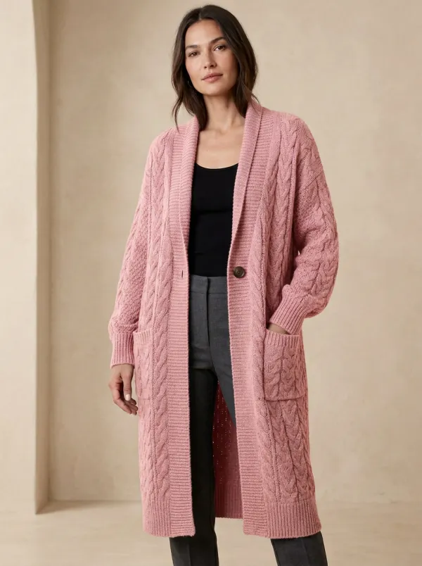Women's Cable Knit Knit Cardigan