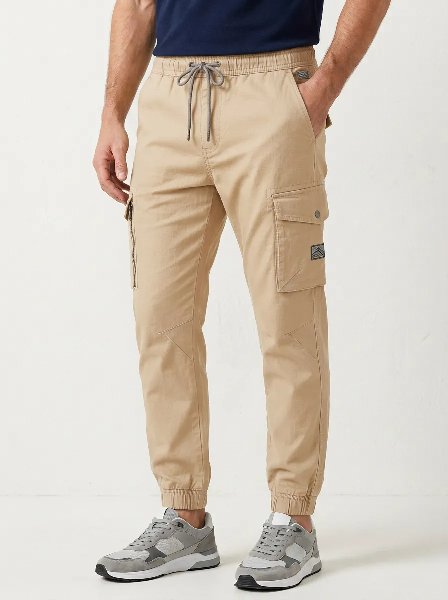 Contemporary Graphic Print Design Men's Cargo Jogger Pants