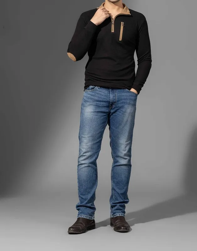 Black Half-Zip Long Sleeve Casual Shirt