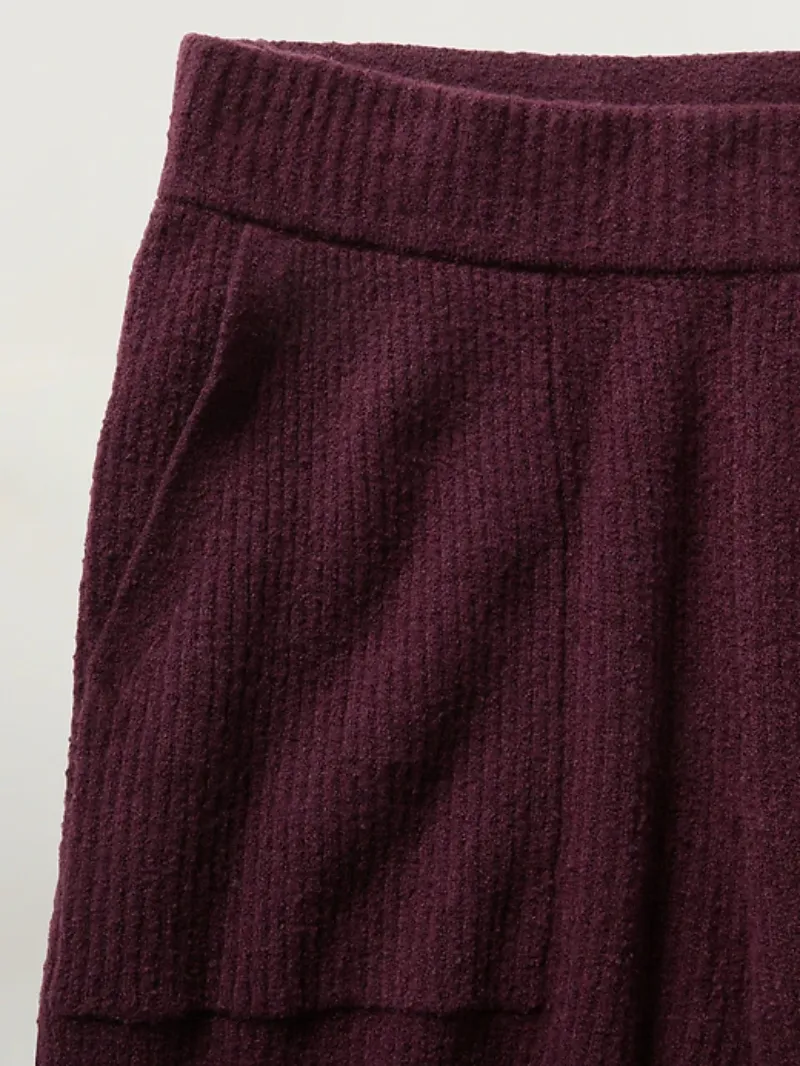 Burgundy Ribbed Pants For Cozy Casual Style