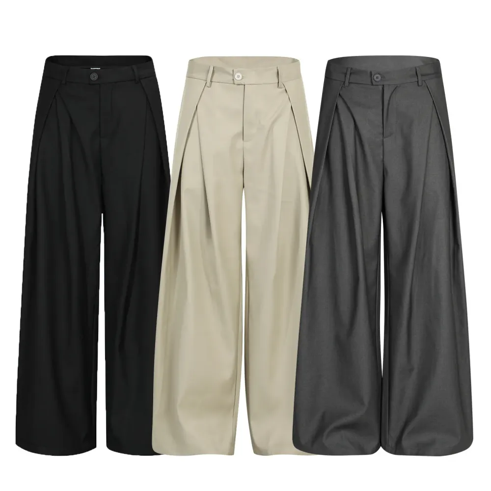 Vintage Casual Draped Deconstructed Suit Pants