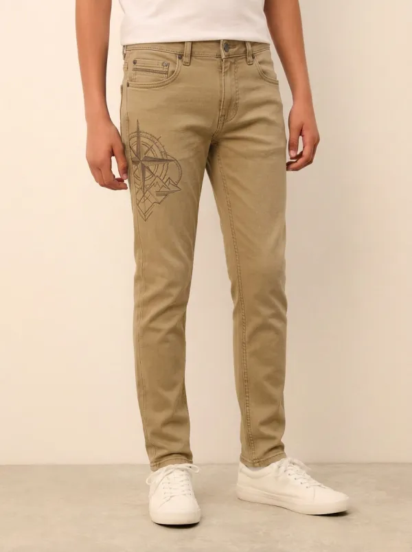 Men's Canyon Adventure Compass Mountain Printed Stretch Jeans