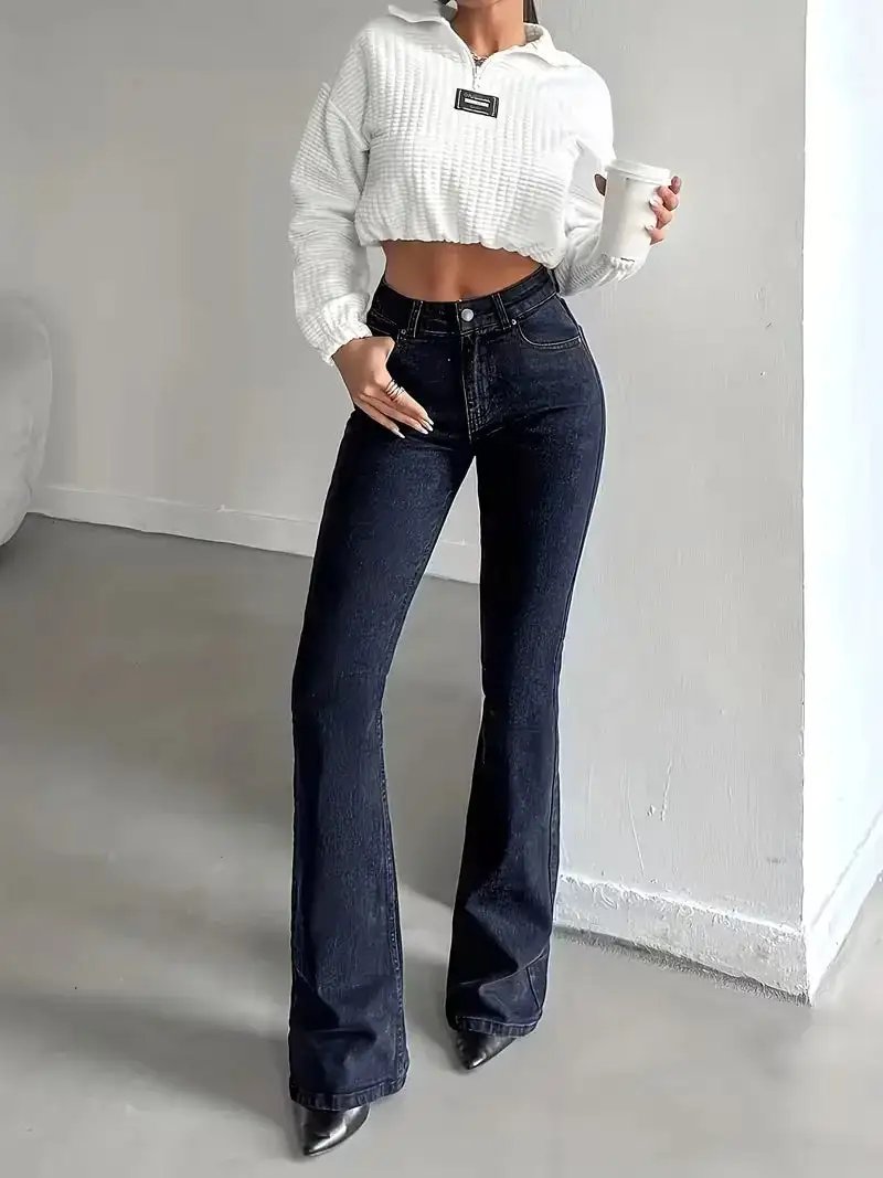 Flared High Waist Casual Jeans