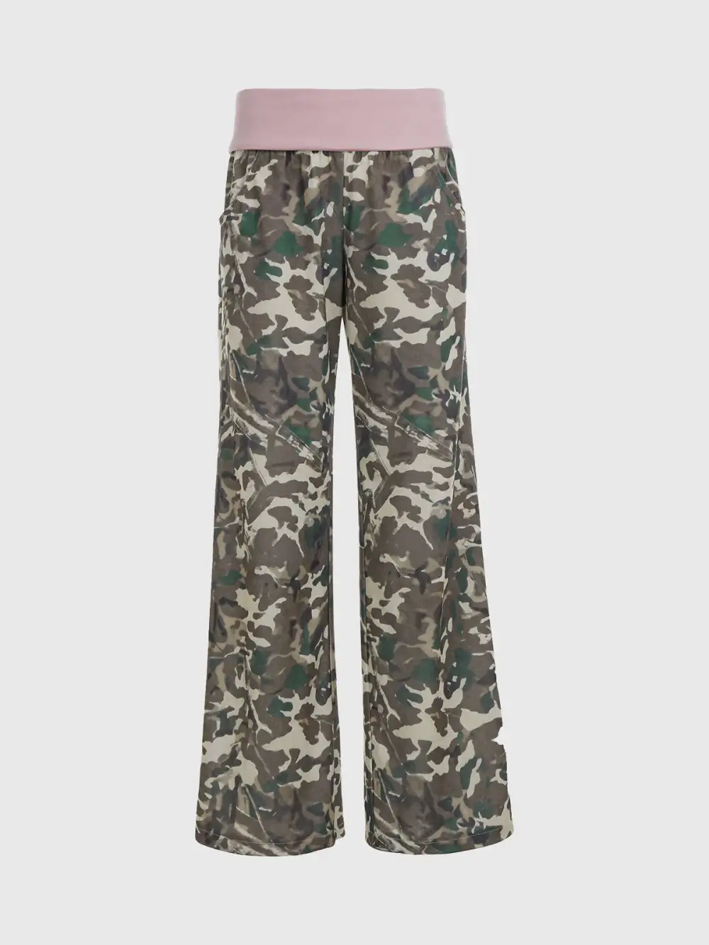 Flared High-Waist Camouflage Pants