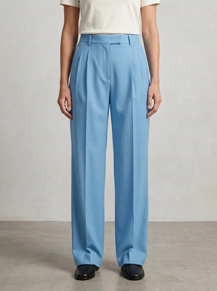 Understated Pleated High Rise Wide Leg Trousers