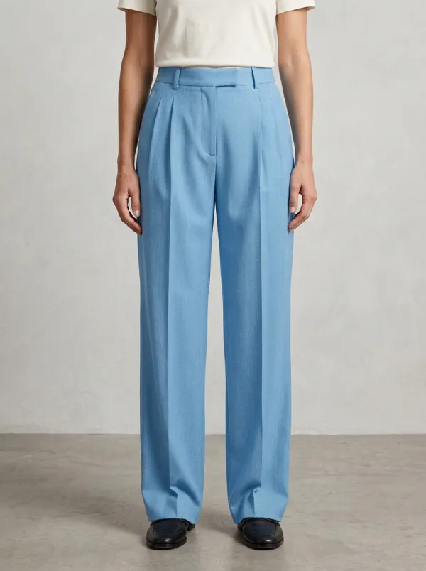Understated Pleated High Rise Wide Leg Trousers