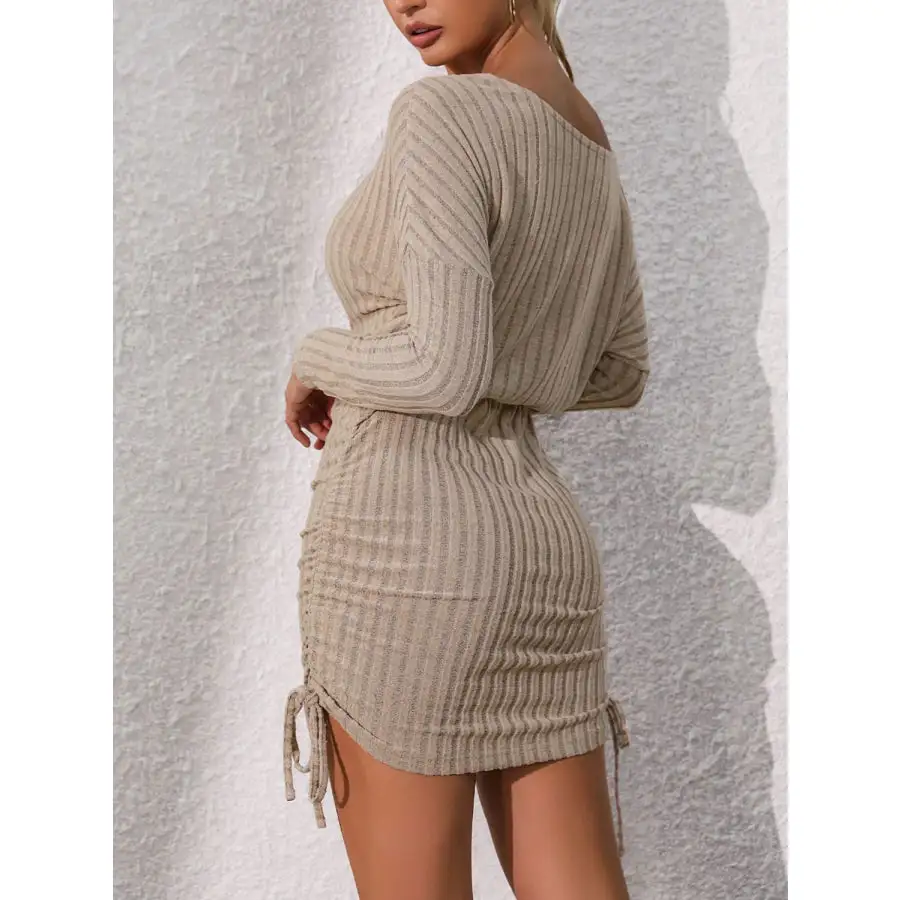 Flowy Everyday Round Neck Long Sleeve Mini Dress