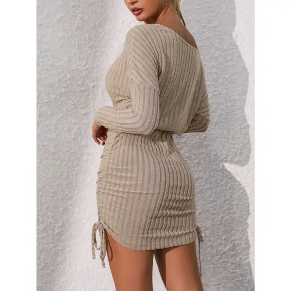 Flowy Everyday Round Neck Long Sleeve Mini Dress