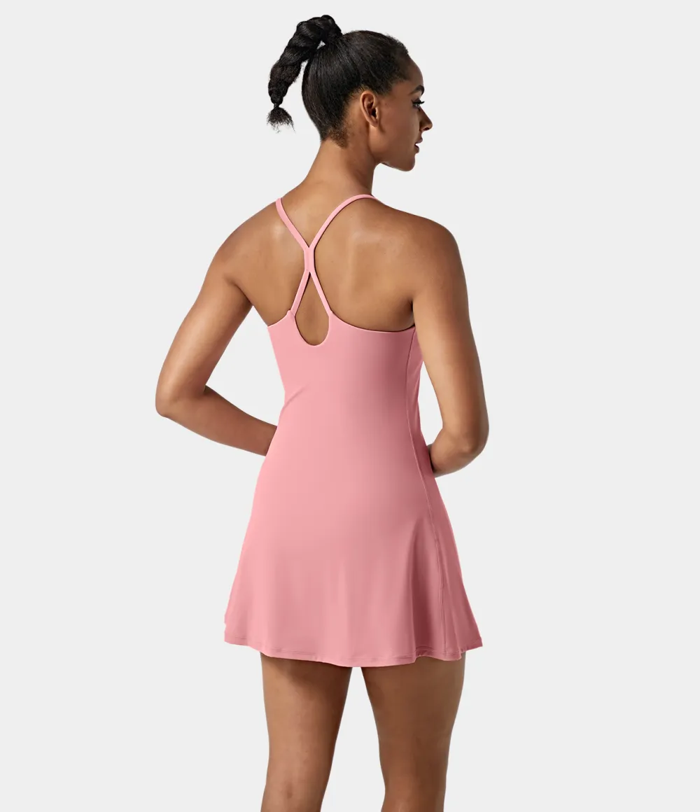 Softlyzero Airy Backless Cut Out 2-in-1 Pocket Cool Touch Mini Activity Dress