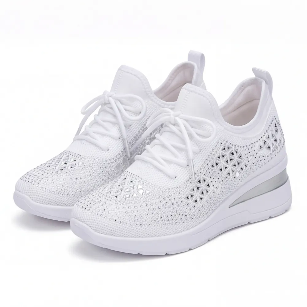 Embellished Detail Rhinestone Wedge Sneakers