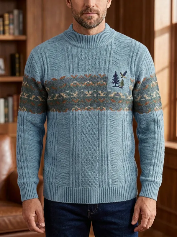 Men's Pine Tree Eagle Knit Sweater