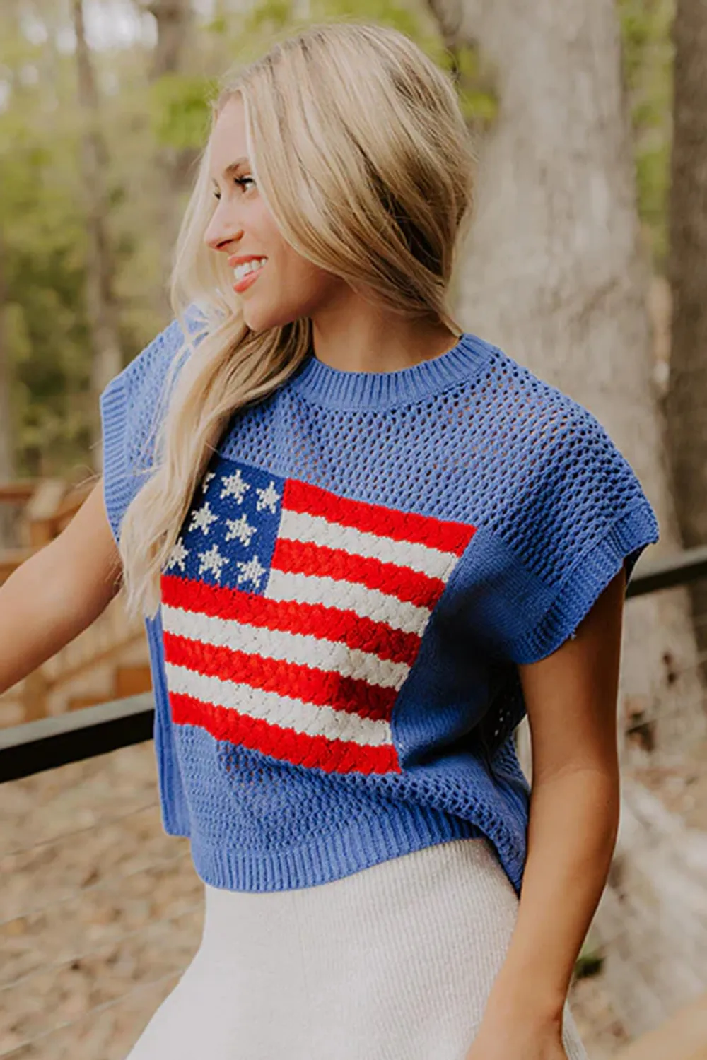 Sky Blue Graphic Short Sleeve Top