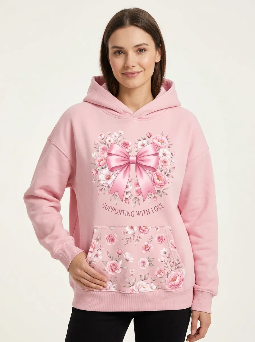 Women's Bloom Floral Breast Cancer Awareness Hoodie