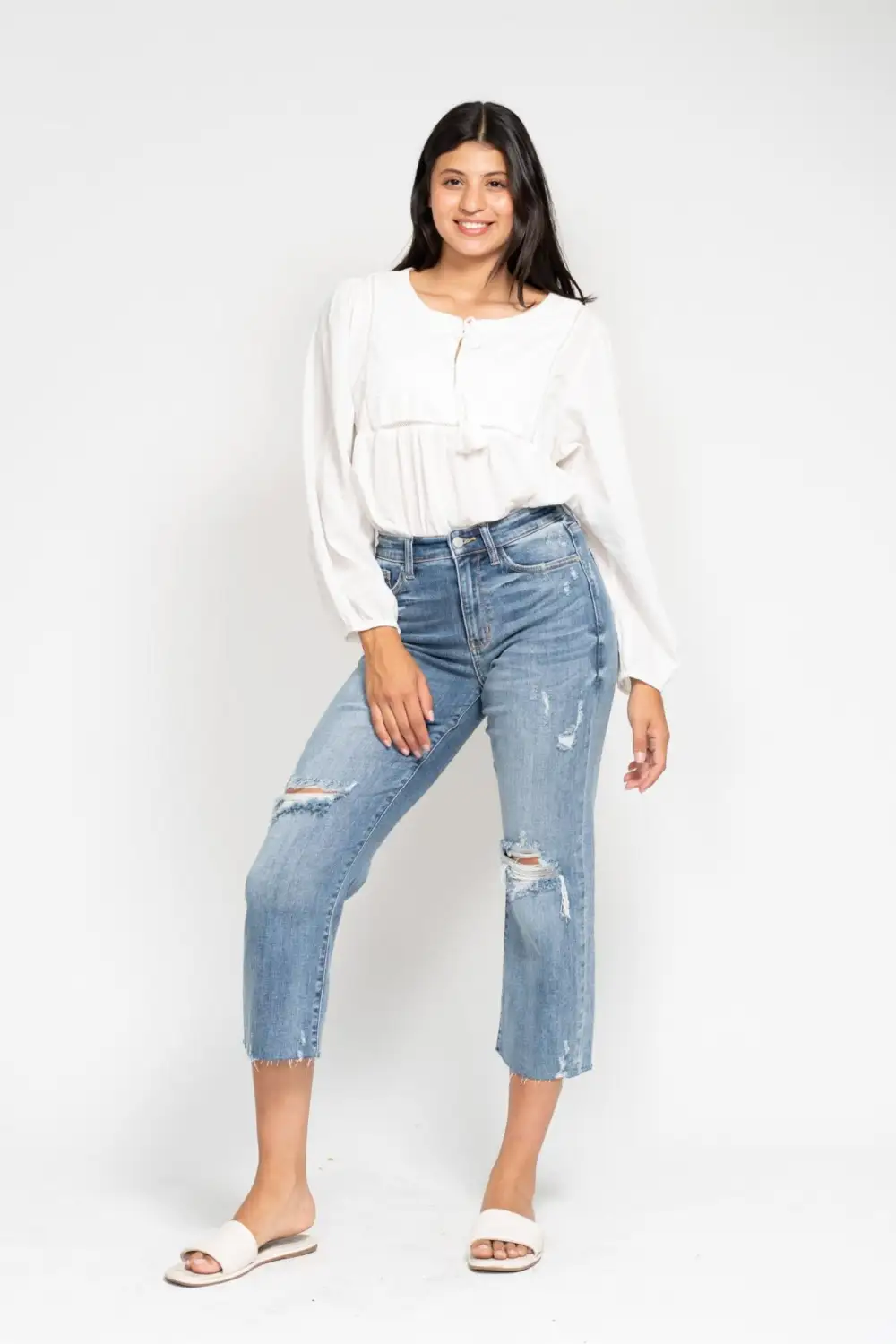 Cropped Wide Leg Jeans