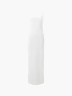 Simple Solid White Square Neck Dress